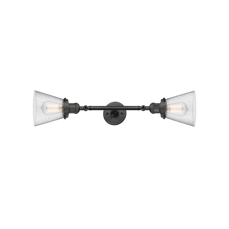 Éclairage de meuble-lavabo inclinable 2 lumières Cone, Ampoule à DEL rétro de 6 watts, Bronze frotté à l'huile, Grainé