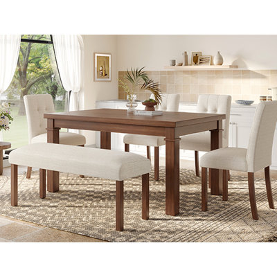 6 Rectangular Dining : 4 Upholstered Chairs, Bench, And Space - Efficient Design 6 Mid Century Modern Rectangle Table, Construction