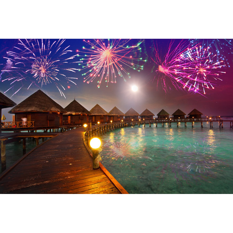 New Year''s Fireworks by Konstik - Wrapped Canvas Print, 61cm H x 91cm W x 3.8cm D