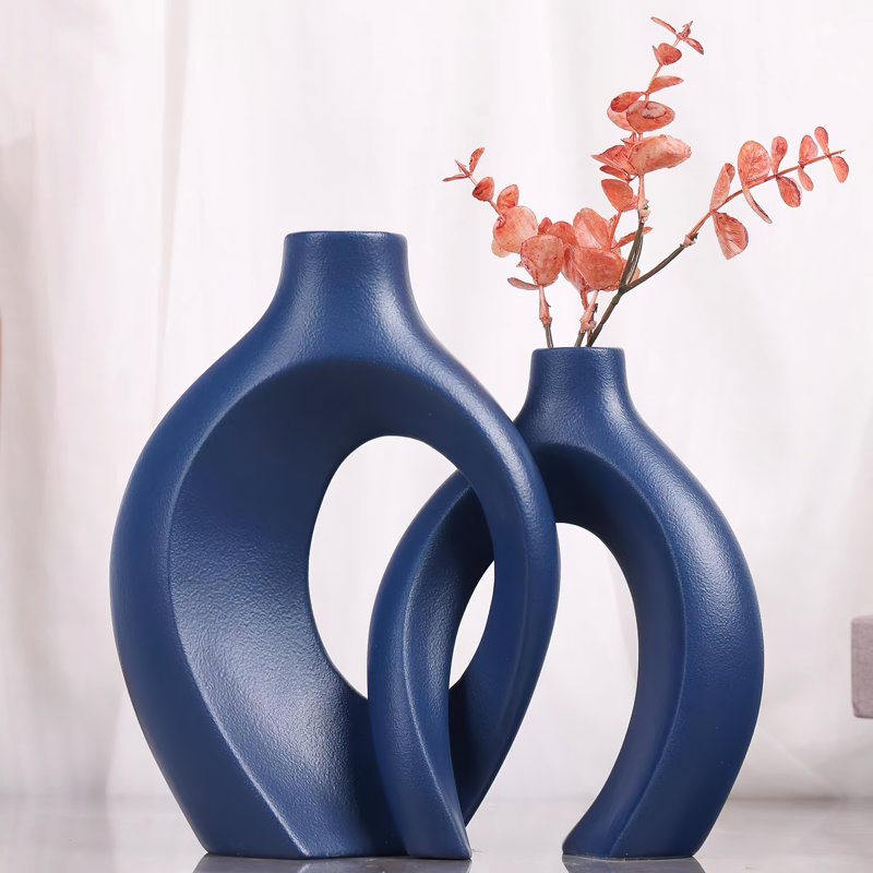 Arther Handmade Clay Table Vase, Blue