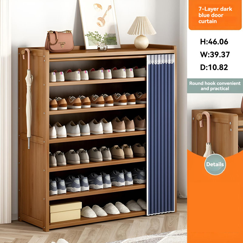 Armoire à chaussures d'entrée, rangement multicouche, armoire à chaussures en bois massif à l'épreuve de la poussière