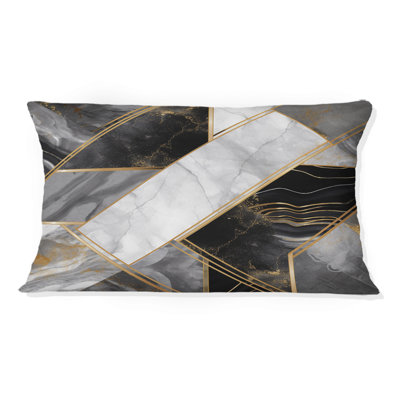 Marble Granite Agate With Touches Of Gold IV - Abstract Geometric Printed Throw Pillow