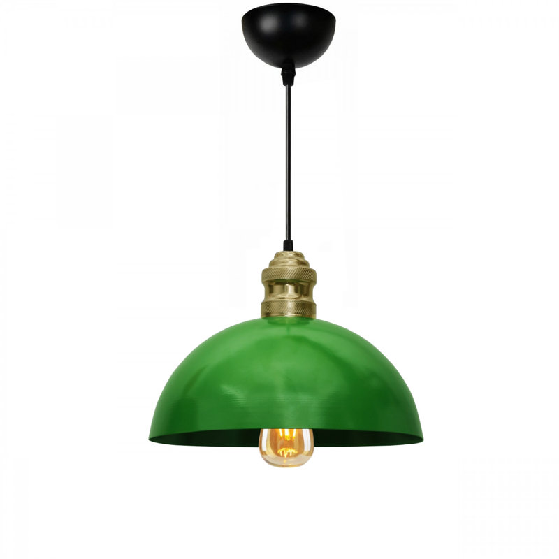 Luminaire suspendu en forme de dôme à 1 lumière Chouinard, Vert