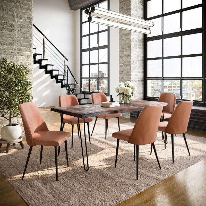 Ensemble de salle à manger Gordonsville, Ardoise, Marron clair, 7 pièces : table, 6 chaises