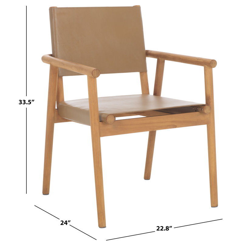 Hutson Leather Upholstered Dining Arm Chair, Natural