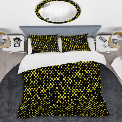 Yellow Circle Dots - Abstract Duvet Cover Set - Microfiber Polyester