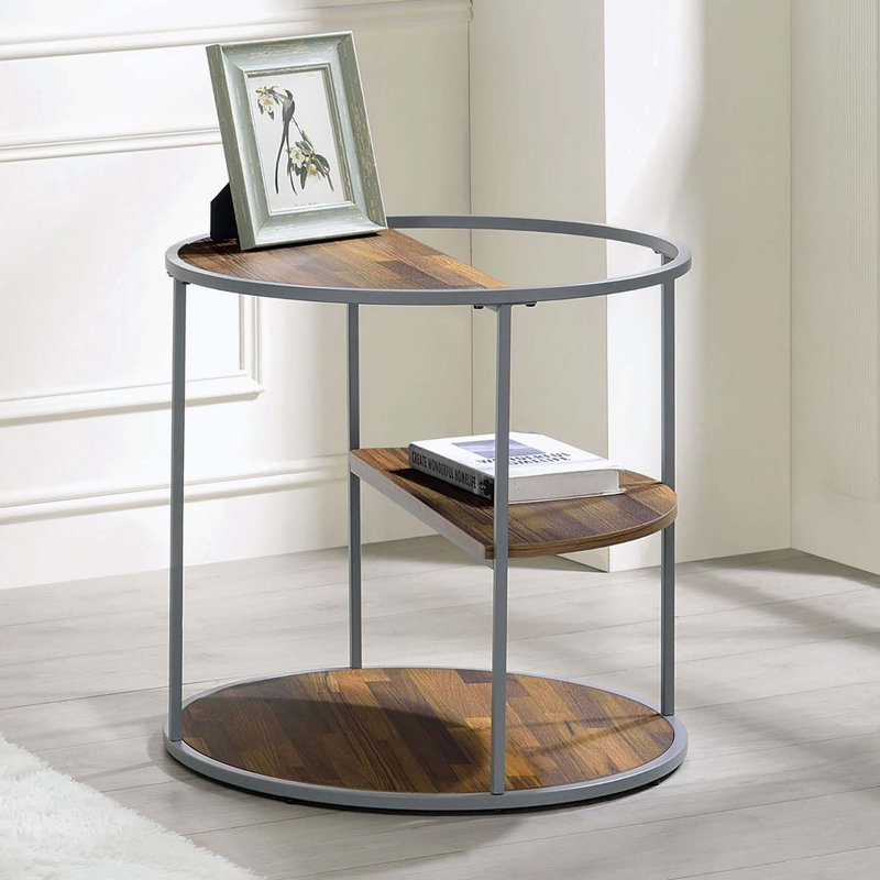 Table de bout ronde avec trois tablettes
