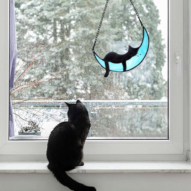 Florestial Animals Window Panel, Blue/Black
