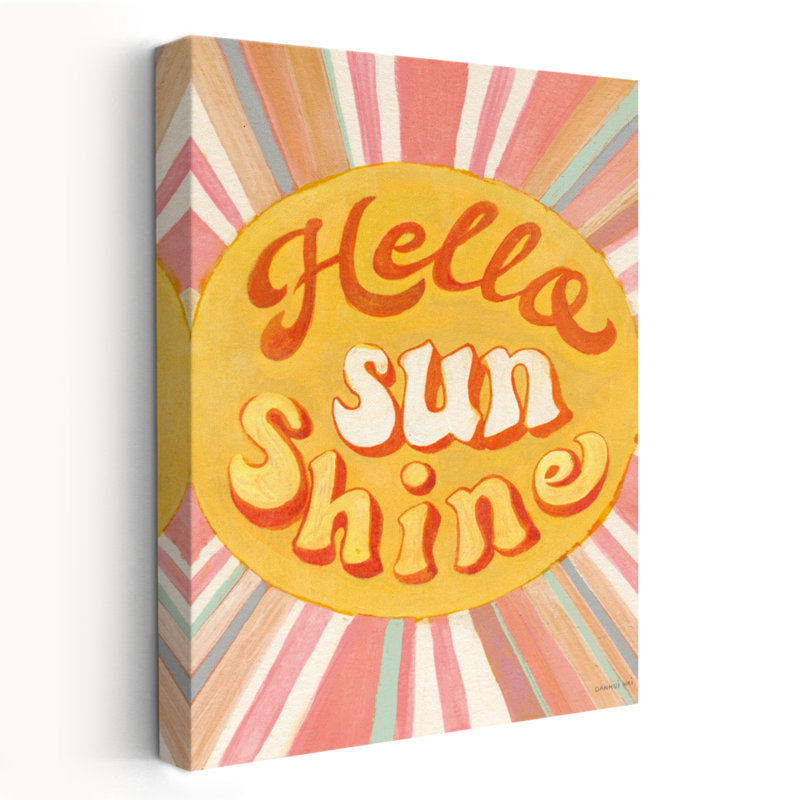 70S And Aqua Hello Sunshine Art, 24" H x 16" W