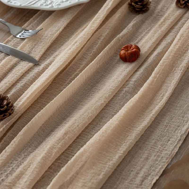 Keketo Spring Easter Table Runner Cheesecloth Rustic Boho Cheese Cloth Runner For Wedding Baby Shower Bridal Shower Sheer Gauze Centerpiece Home Decorations