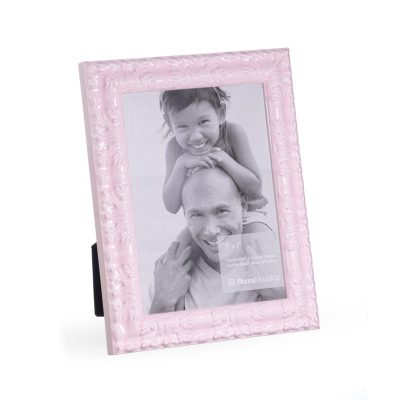 Cadre pour photo simple en bois embossé, 5 po x 7 po, Rose