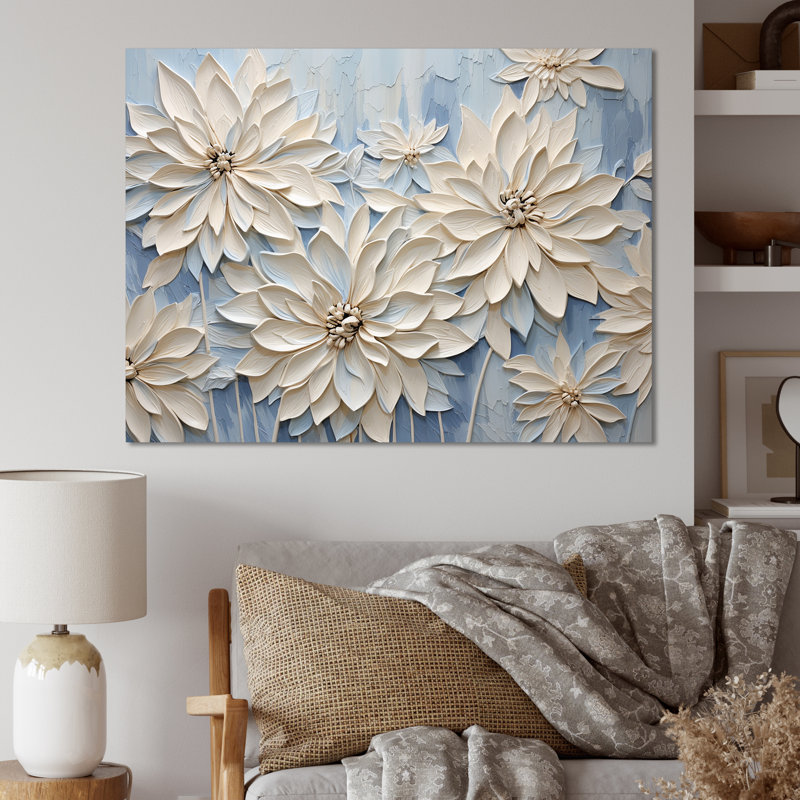 Impression sur toile Minimal White Ang Grey Cornflowers - Cornflowers, Toile tendue, H 34 po x l 44 po x P 1,5 po