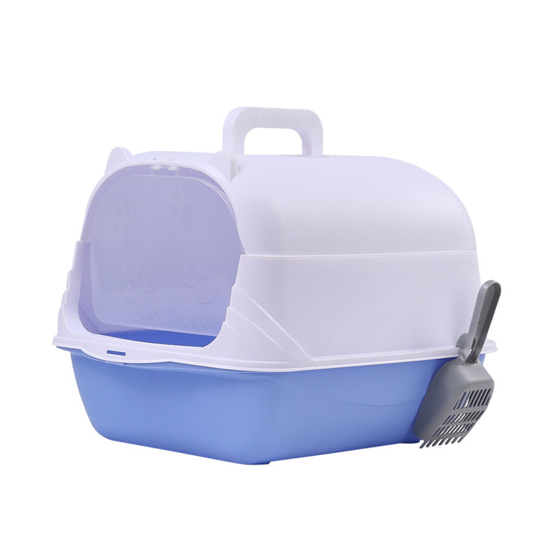 Polyethylene Plastic Litter Box with Scoop, Blue