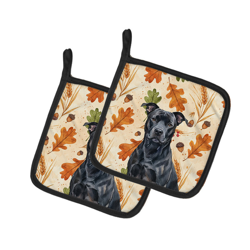 Paire de porte-casseroles noir American Staffordshire Terrier Heirloom