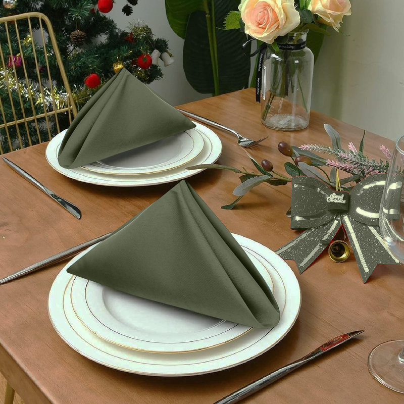Serviettes en polyester et coton, Martini olive