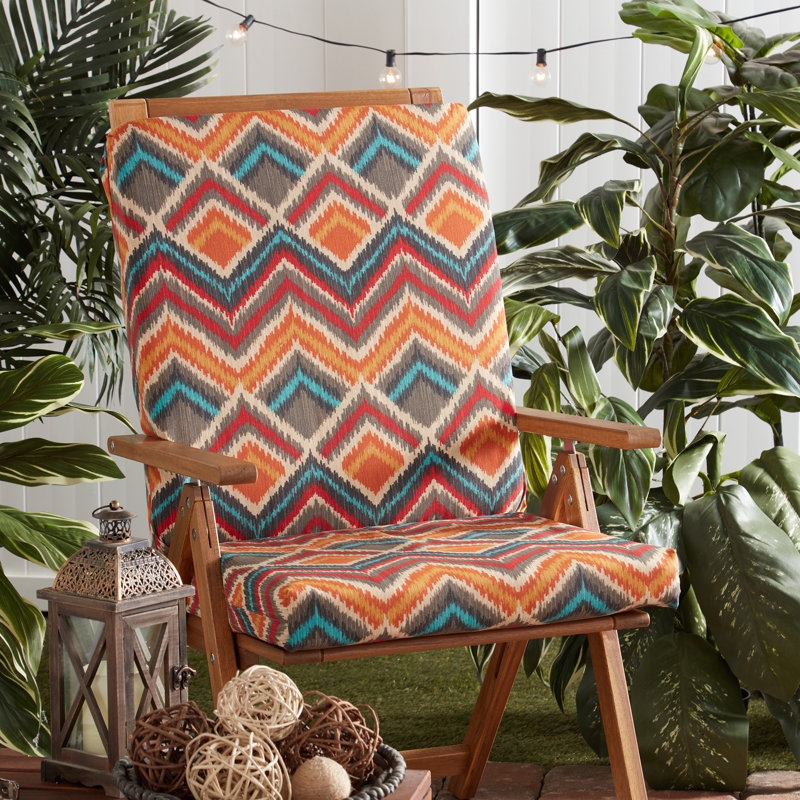 High Back Dining Chair Pad, Surreal Chevron