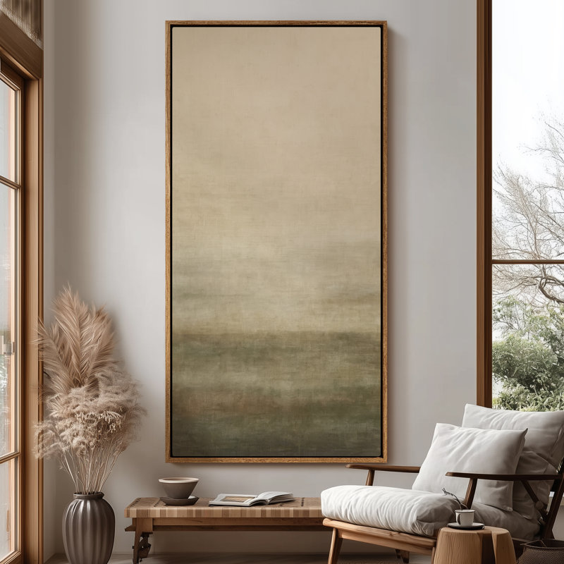 Très grand art mural rétro encadré pour art classique, H 60 po x l 30 po, Naturel