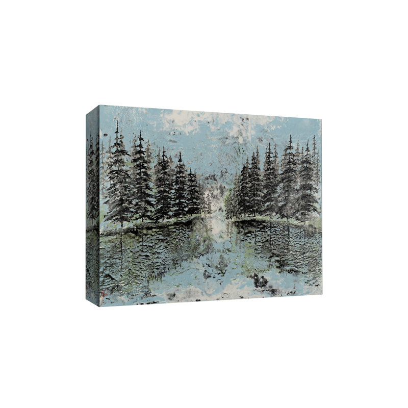 "Evergreen Reflection", art mural sur toile, Toile tendue, H 12 po x l 16 po