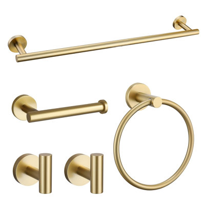 5-Piece Bath Hardware Set Accessories With Towel Bar Towel Hook Toilet Paper Holder And Towel Ring 