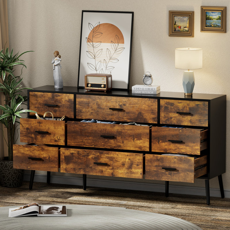 Norvil 9-Drawer 61.4" W Dresser with Tipover Restraint 