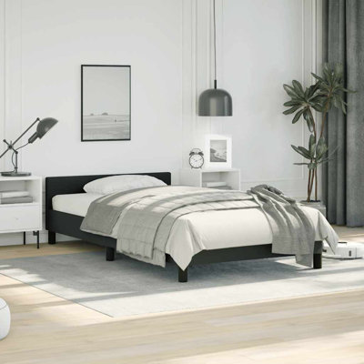 Singhai Platform Bed Frame, Slats Support, No Mattress, Faux Leather