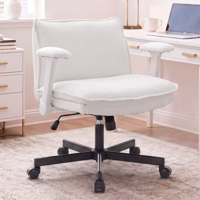 Adjustable Criss Cross Swivel Office Chair，Ergonomic Chenille Home Office Chair  With Wheels