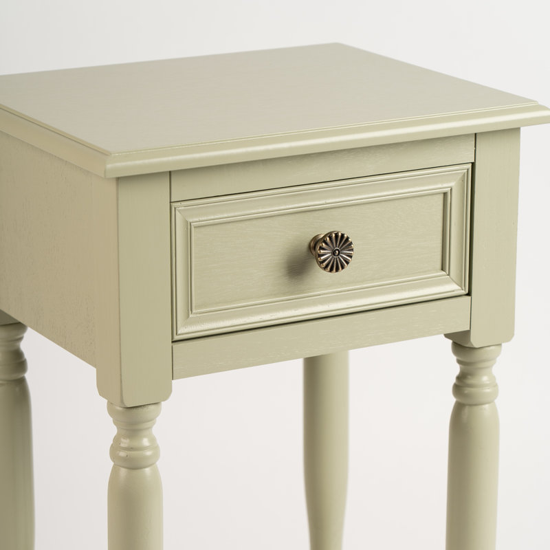 Solid Wood End Table, Moss Green
