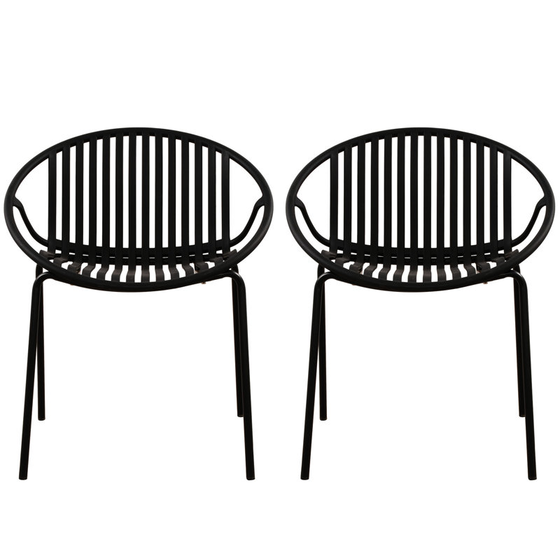 Chaises de patio (2) -, moderne. Respirant avec des pieds en métal. Ergonomique. Capacité de 300 lb. Assemblage fourni (2 unités) de style moderne.  Requis