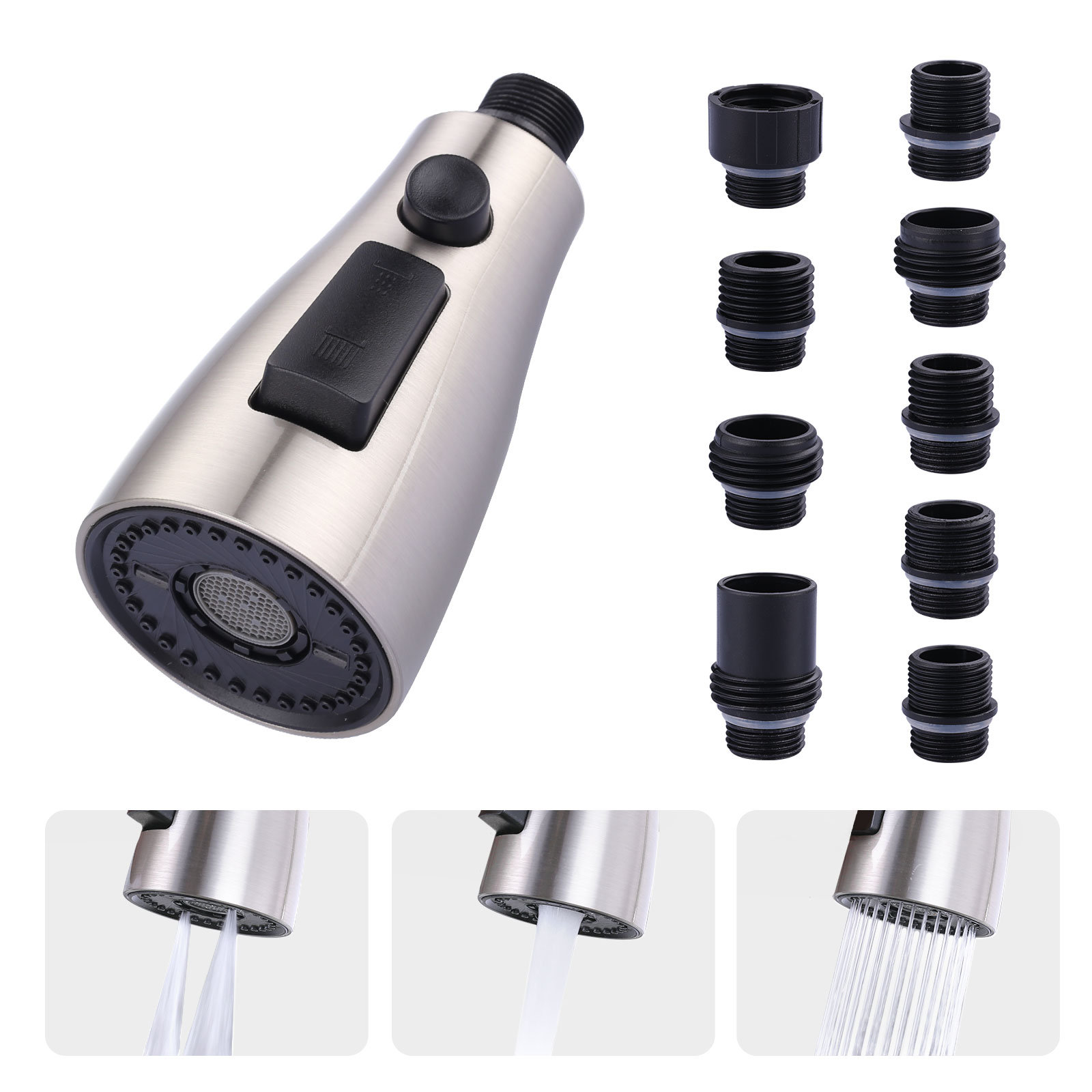 ARCORA 3Function Kitchen Faucet Spray Head With 9 Adapters, Pull Out