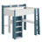 Wood Loft Bed With Built-In Storage Shelves, Clothes Rails And Desk-1543122386