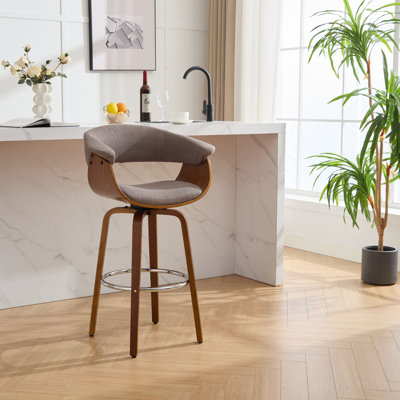 Avaan Anvar Swivel 28.5" Fabric Bar Stool
