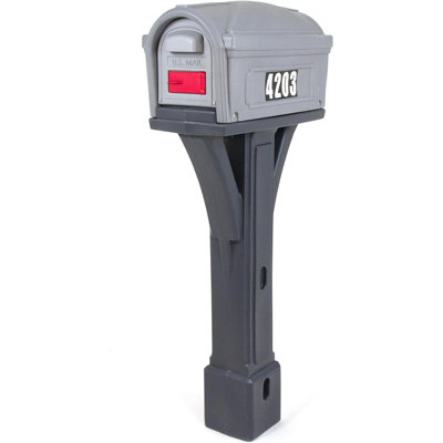 Classic Plastic Residential Mailbox & Post Mount Combo Kit With 2 Access Doors  Light