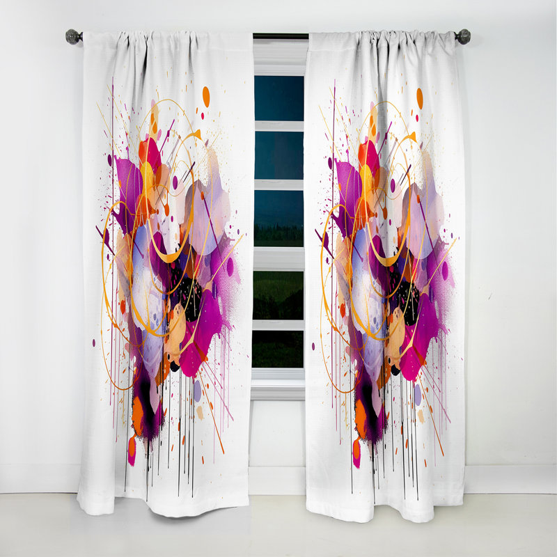 Purple Gold Whispered Abstractions III - Abstract Curtain - Blackout Curtain - 1 Panels, 52" W x 90" L