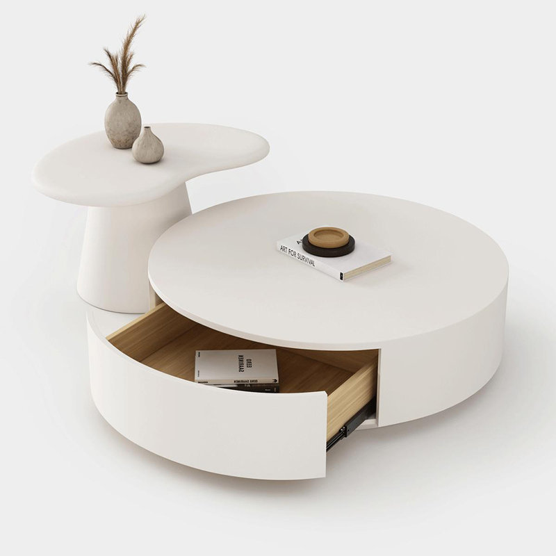 Table de bout ronde de style crème