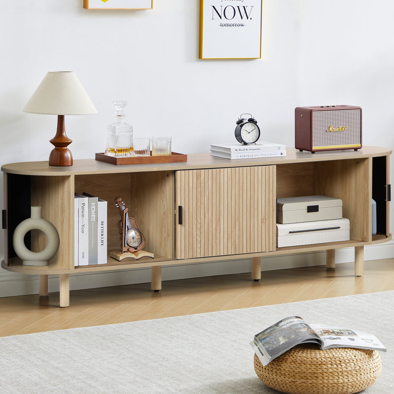 Meuble télé 70,9 po avec porte coulissante, Jaune