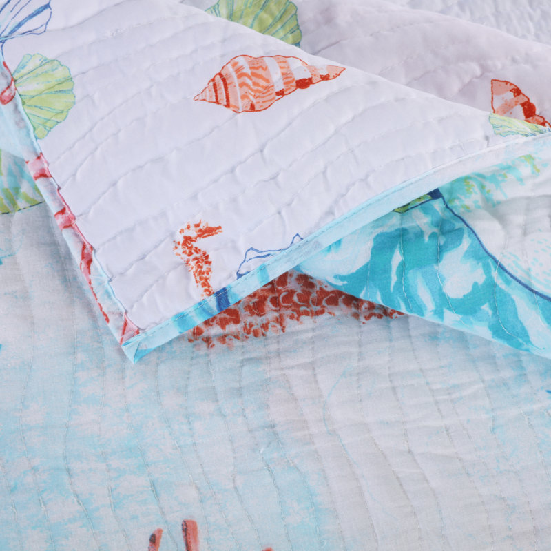 Sarasota Coastal Multicolor Quilted Reversible Throw Blanket
