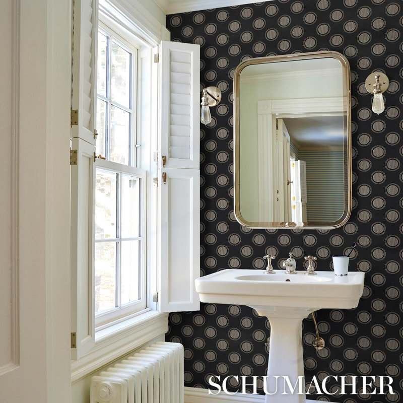 Schumacher x Neisha Crosland Watermark Wallpaper, Powder Gray