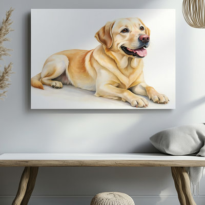 Yellow Labrador Retriever Dog Realistic Animal Canvas Wall Art Print For Living Room, Bedroom, Office, Hallway, Entryway, Gallery Wall And Modern Home Decor