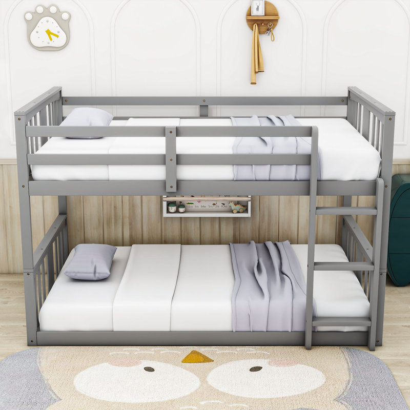 Dextra Kids Twin Over Twin Bunk Bed, Gray