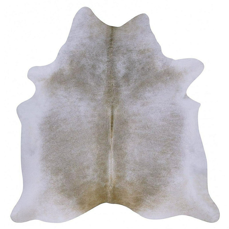 Tapis en cuir de vache Frailey - tapis en cuir véritable gris Palomino, parfait pour un décor rustique ou moderne