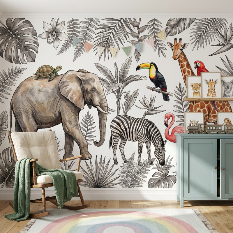 Décoration murale amovible sur fond blanc, Textured Non-Pasted, 200 po x 120 po