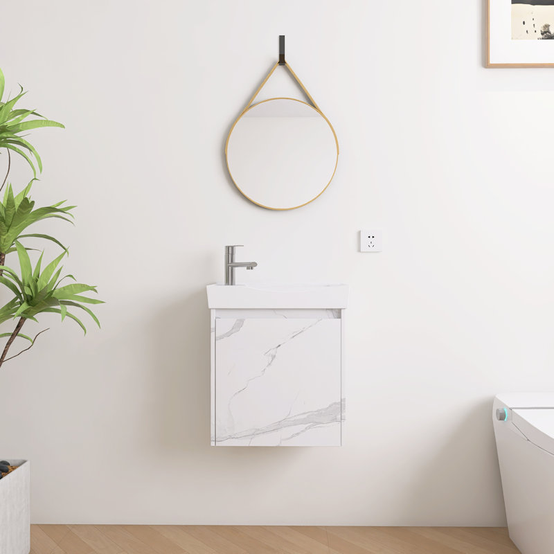 Ensemble de meuble-lavabo simple 20 po avec lavabo en céramique Bletsoe, Blanc