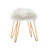 13.5" Wide Round Faux Fur Ottoman with Rose Gold Hairpin Legs for Vanity or Bedroom-402487478