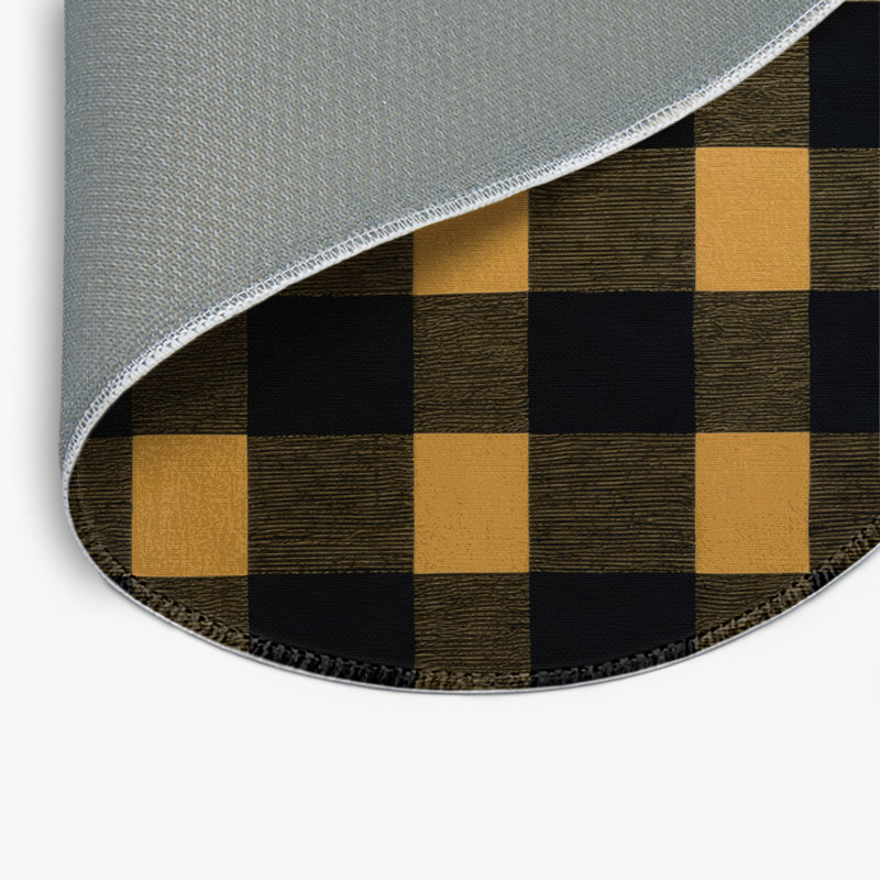 Checkered Brown Indoor and Outdoor Area Rug, Round 5'