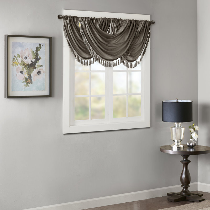 Elena Faux Silk Waterfall Embellished 38'' W Window Valance