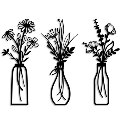 Trois pièces de décoration murale en métal noir, motif floral exquis, multifonctionnel pour la maison et les occasions, mouvement facile à installer, utilisation dans différents espaces, suspension