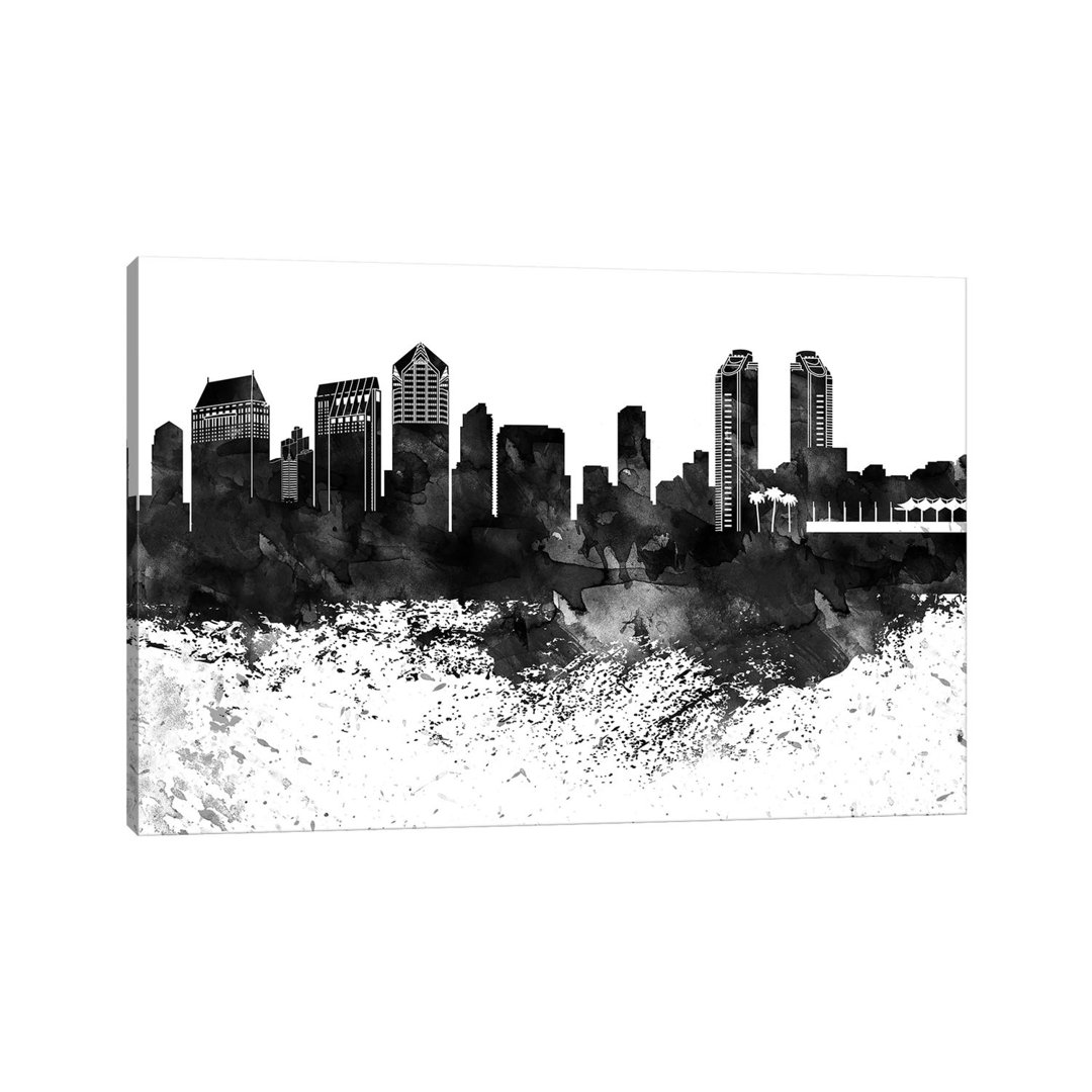 San Diego Skyline, Drops by WallDecorAddict - Wrapped Canvas Painting