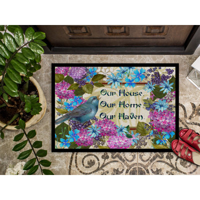 Tapis d'extérieur antidérapant Trezevant Our House Our Home Our Haven
