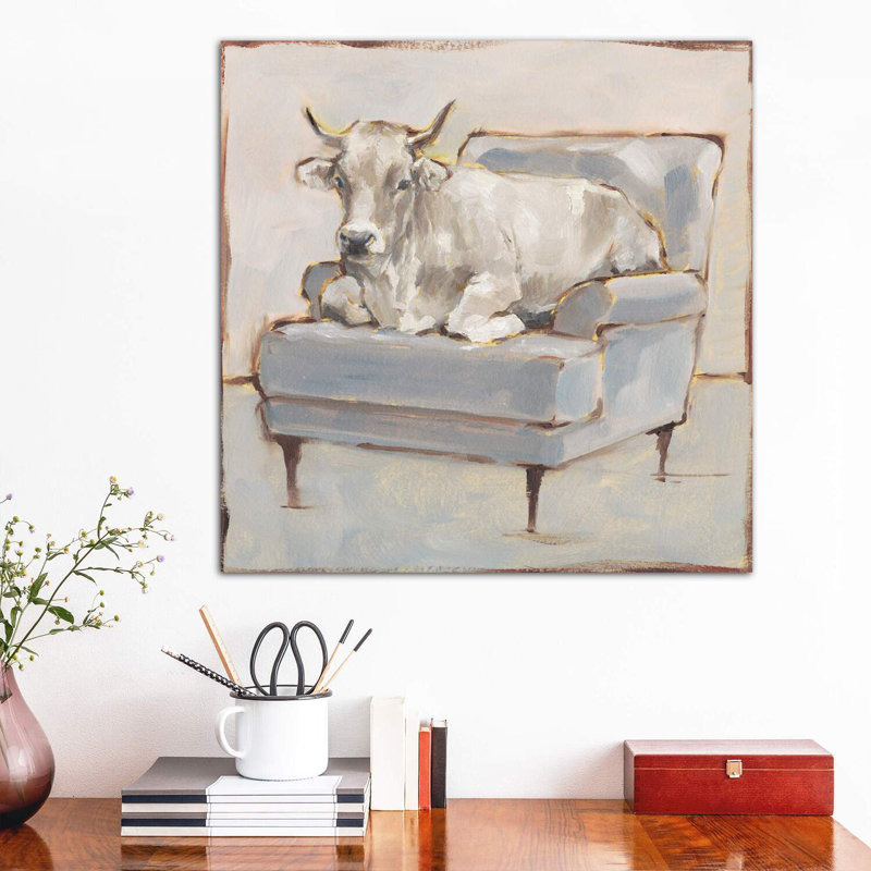 «Moo-Ving In III» par Ethan Harper - reproduction, H 37 po x l 37 po x P 1,5 po, Toile tendue