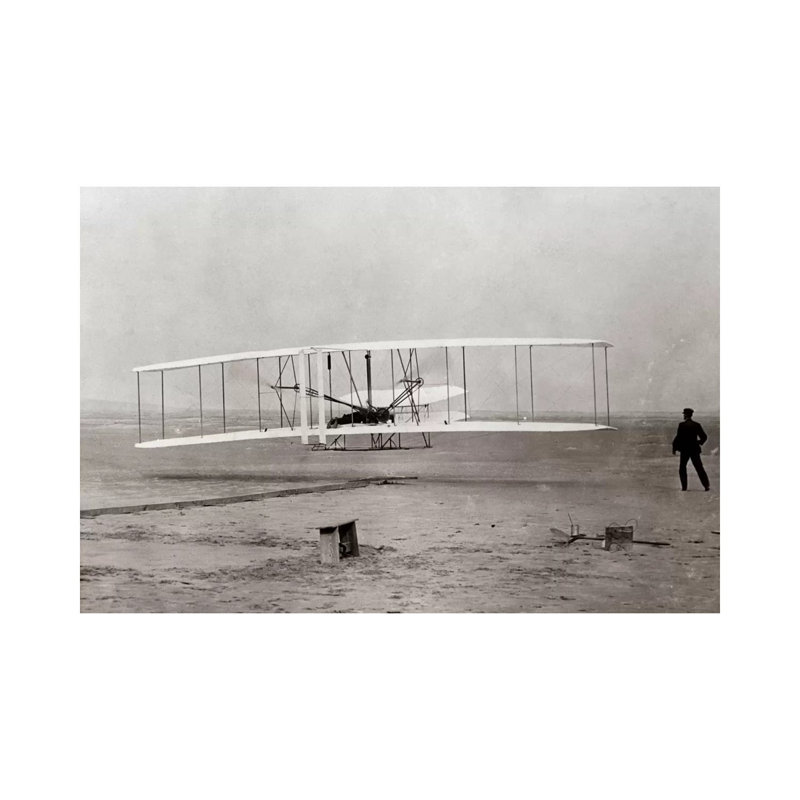 1903 Wright Brothers' Plane Taking Off At Kitty Hawk North Carolina The USA by Vintage Images - Wrapped Canvas Print